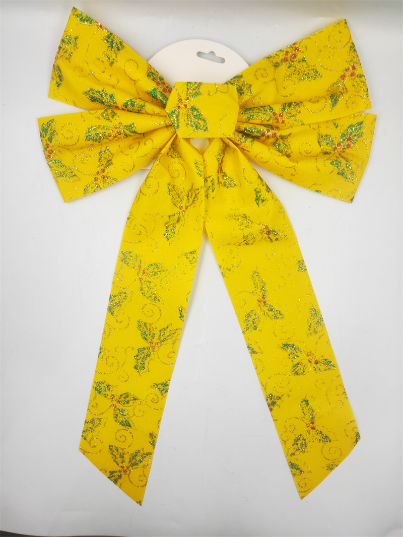 Cheung Chau Christmas Cross Border Hot Sales Christmas Ribbon Ribbon Print Pattern Handmade Bow Christmas Bow Silk Screen Snowflake Bow Decorative Accessories Application Scenario