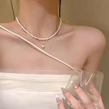 轻奢小众双层珍珠项链女高级设计感ins潮百搭气质网红同款锁骨链