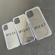 适用iphone12 6.1硬底软边亚克力凹槽手机壳 IP13透明滴胶 奶油胶