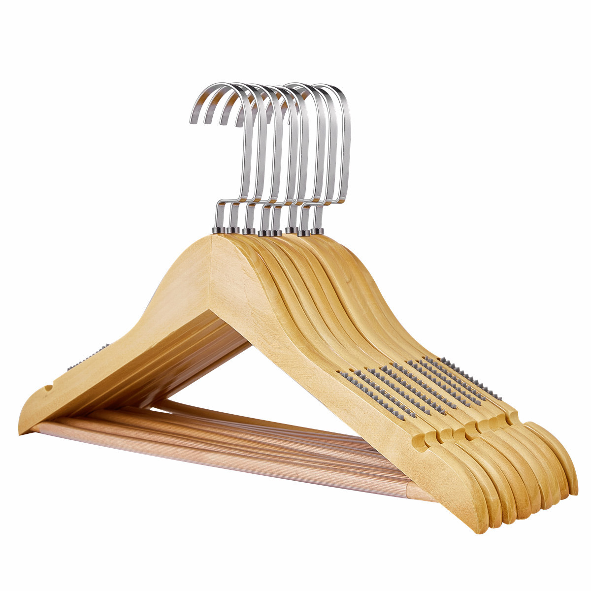 Seamless clothes hanging clothes rack wooden hangers clothing store clothes to hold clothes hanging solid wood non-slip wood hangers wholesale Item Picture
