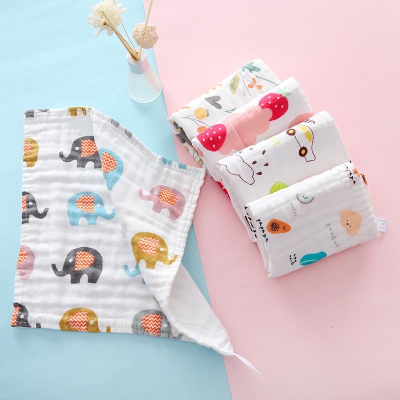 High-density cotton six-layer gauze square towel 25*25 cartoon printing absorbent soft baby garden children's towel saliva Application Scenario