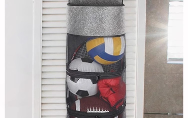 大号毛毡布篮球收纳袋网兜儿童家庭壁挂式球类收纳架放球包家用储物足球排球壁挂式玩具收纳挂袋详情21