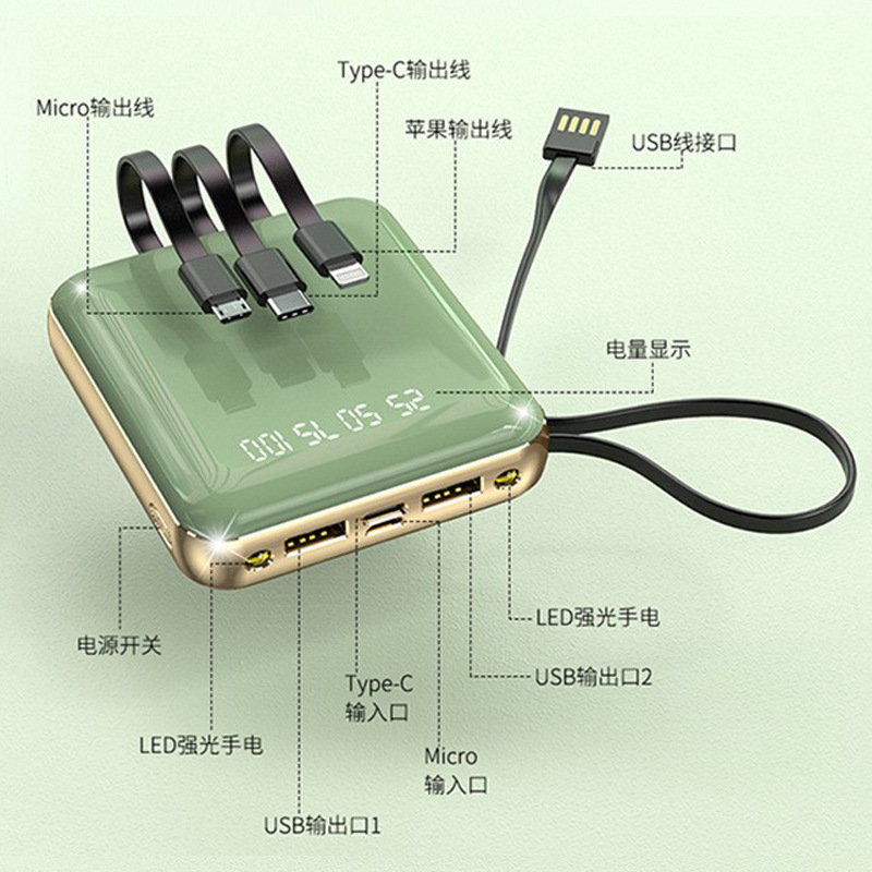 Mini comes with line charging treasure wholesale 20000 MA small portable mirror mobile power gift customization Application Scenario