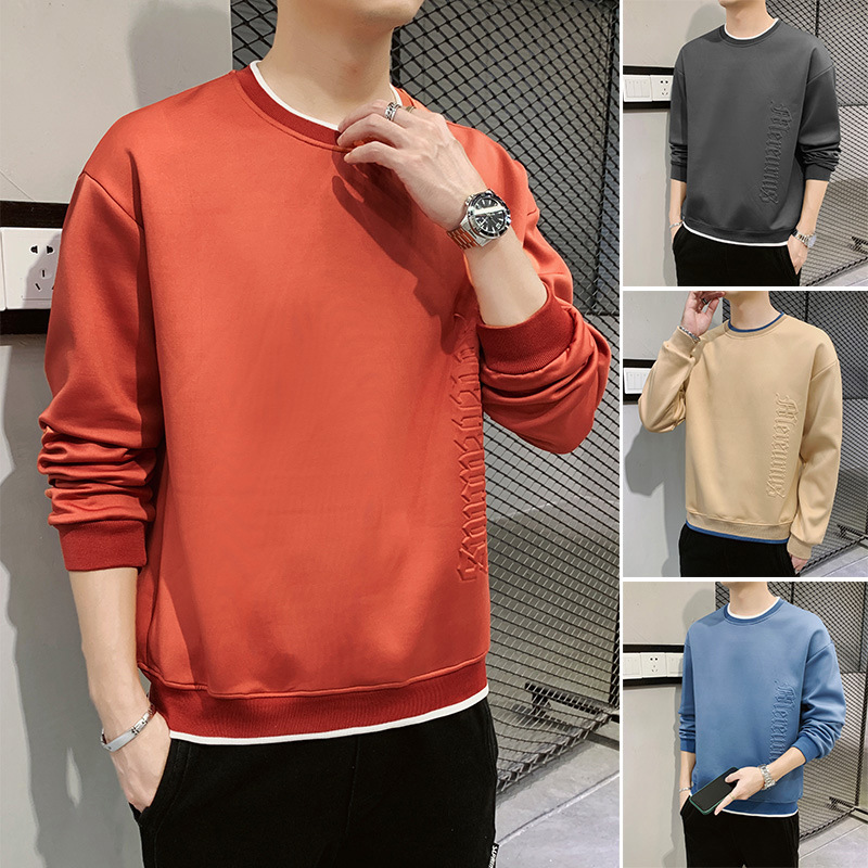 22 new autumn crew-neck men's hoodie fashion Instagram Korean version of the trend all long-sleeved T-shirt casual pullover coat details Picture