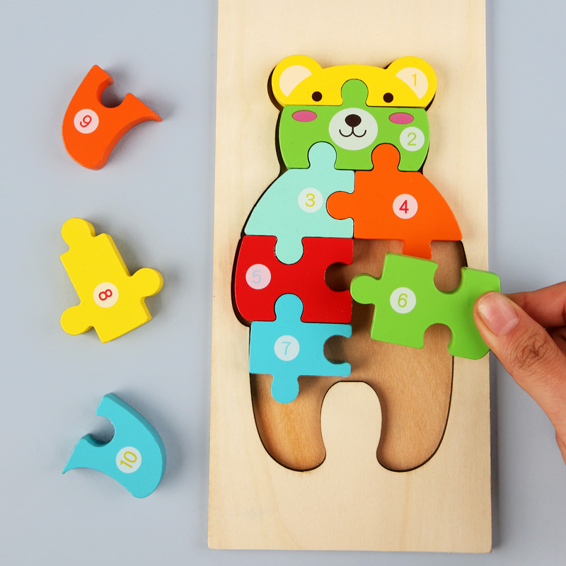 跨境动物卡通立体拼图玩具早教益智儿童大块积木配对玩具手抓板详情图3