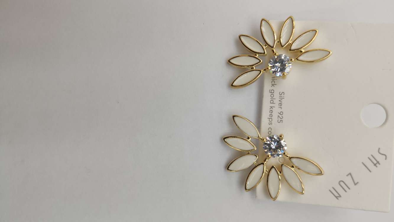 敢酷白色双雏菊耳环高级复古夸张花朵耳坠小众设计感时尚气质耳饰