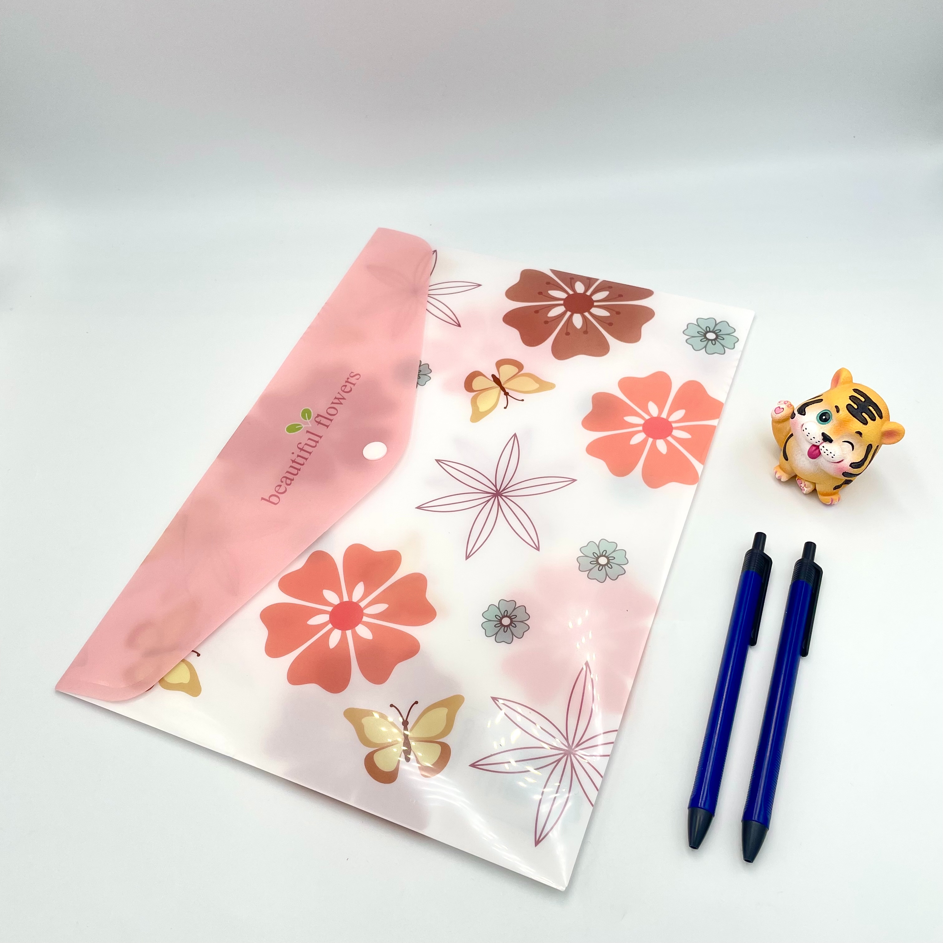 Printed horizontal button bags, office materials bags, A4 storage bags, factory direct sales, student test paper classification bags details Picture