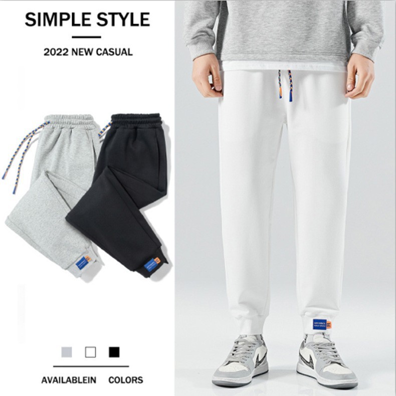 Casual pants men 2022 new autumn high quality knit casual sweatpants youth trend 100 men nine point pants tide full figure