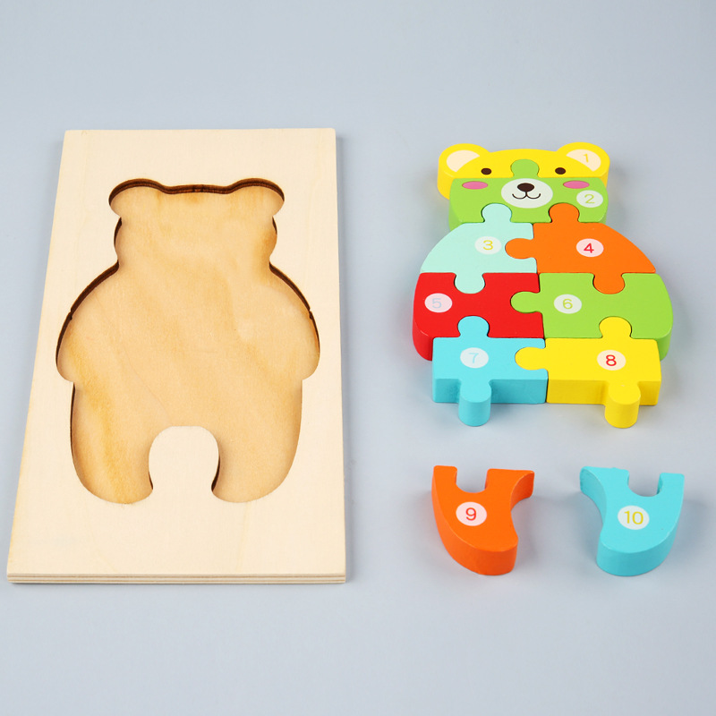 跨境动物卡通立体拼图玩具早教益智儿童大块积木配对玩具手抓板详情图4
