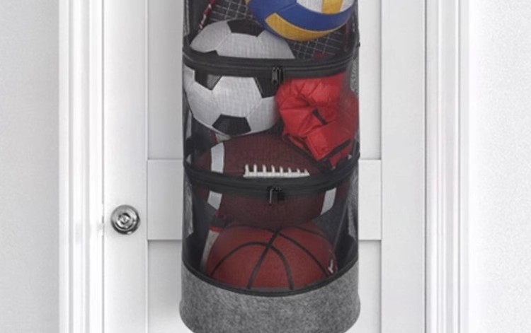大号毛毡布篮球收纳袋网兜儿童家庭壁挂式球类收纳架放球包家用储物足球排球壁挂式玩具收纳挂袋详情3