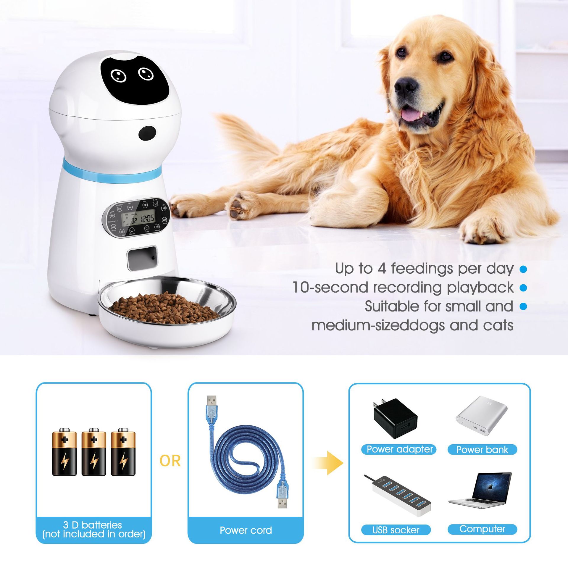 The pet intelligent feeder automatically feeds pets at regular intervals and in fixed quantities. It is a large-capacity feeding machine for dogs and cats pic 4