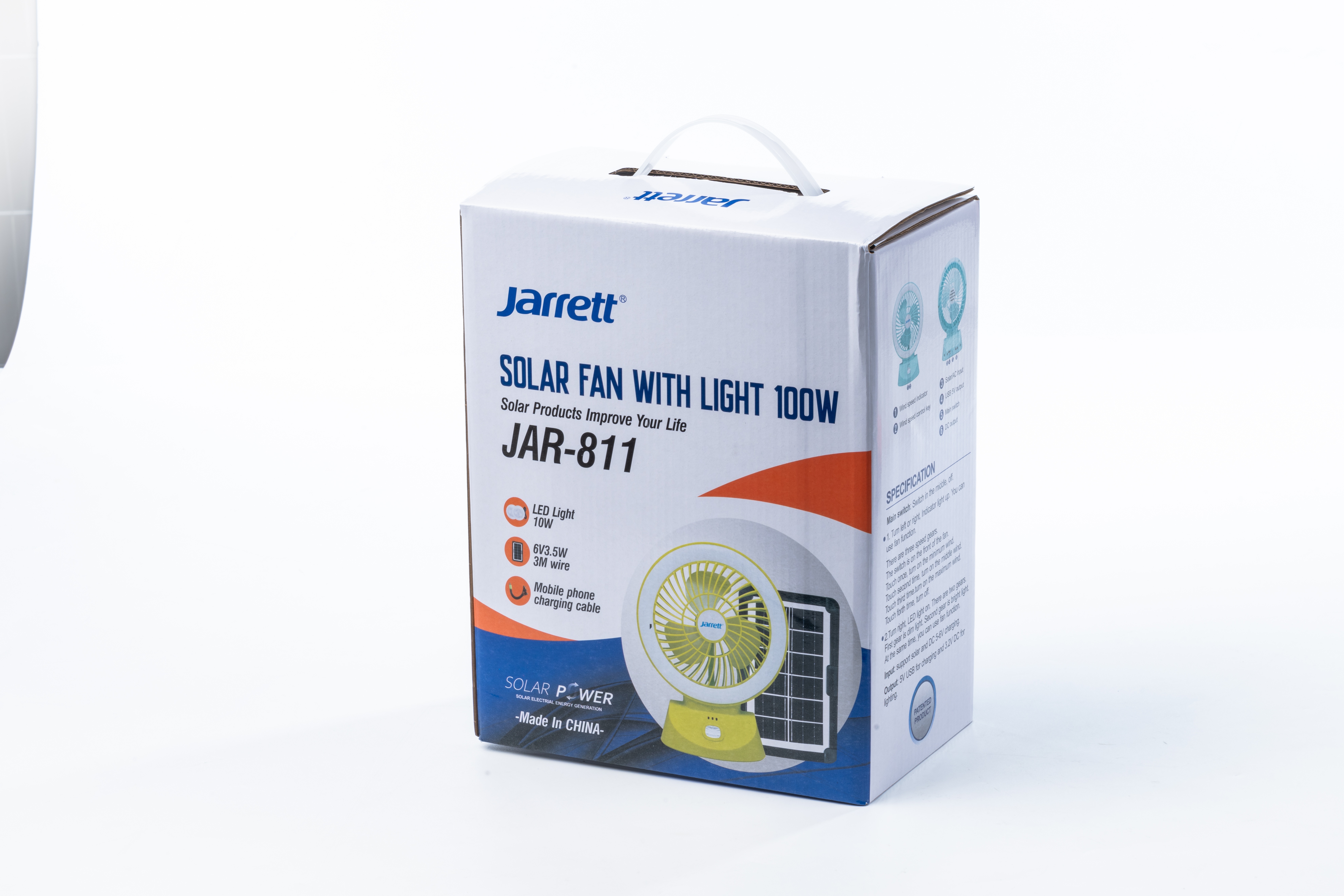Jarrett Solar Jelco Solar Fan Small Solar System Portable Fan For Outdoor Use Specification drawing