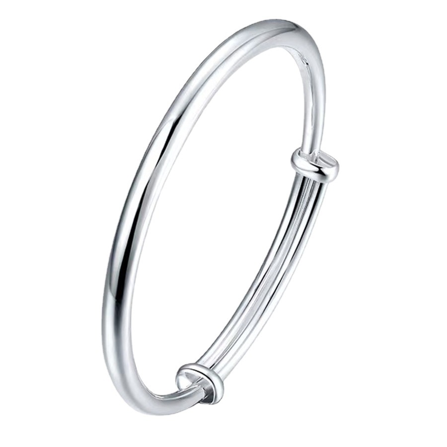 【 Factory wholesale 】 Sterling silver bracelet round stick bare silver adult bracelet silver 999 push and pull sterling silver bracelet Item Picture