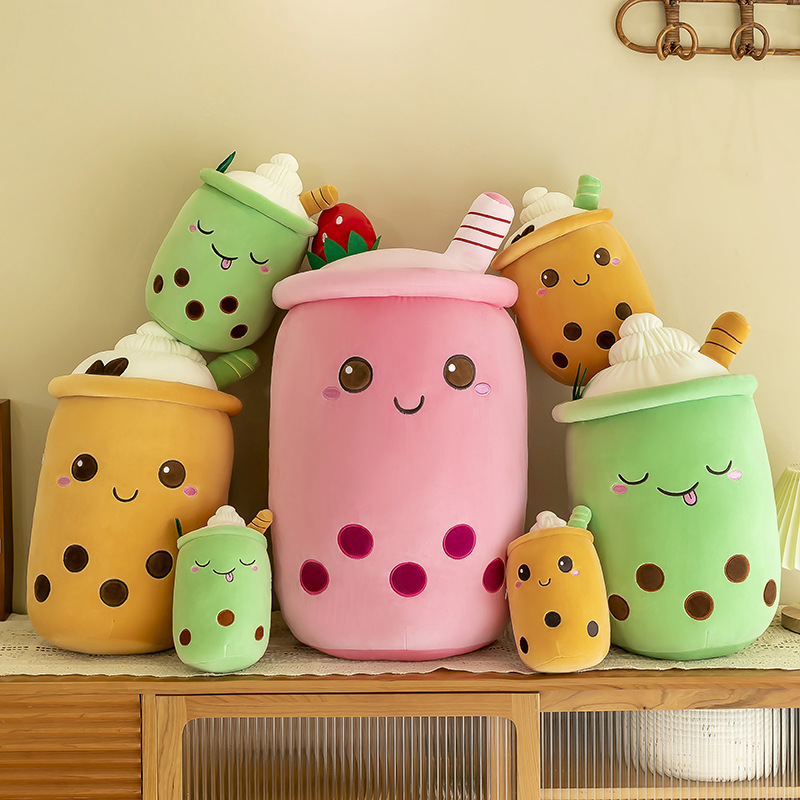 Artificial fruit milk tea cup throw pillow plush toy large pearl milk tea doll doll gift cross-border foreign trade Specification drawing