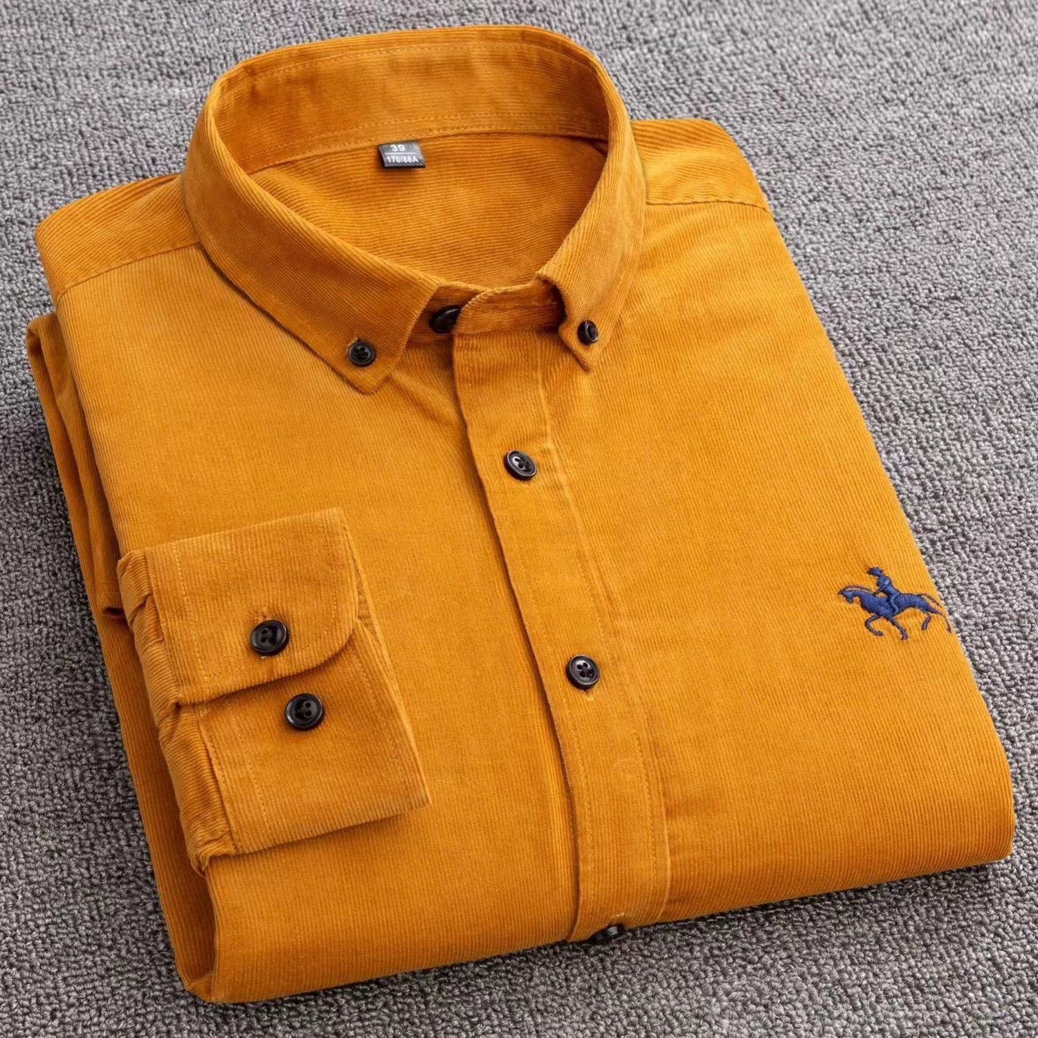 Spring and autumn cotton corduroy shirt men's long sleeve casual cotton striped shirt foreign trade cross-border men's wholesale details Picture