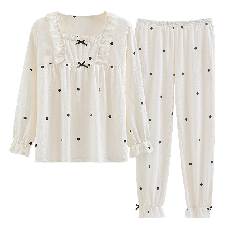 2022 new pajamas women spring and autumn autumn white palace style long-sleeved home dress large size can be worn outside the suit Item Picture