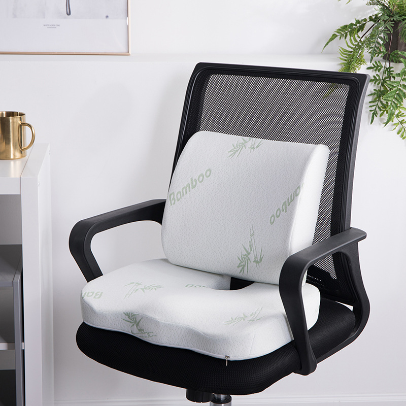 Memory cotton waist support cushion + hip cushion dining chair car office combination set sedentary butt cushion sponge cushion details Picture
