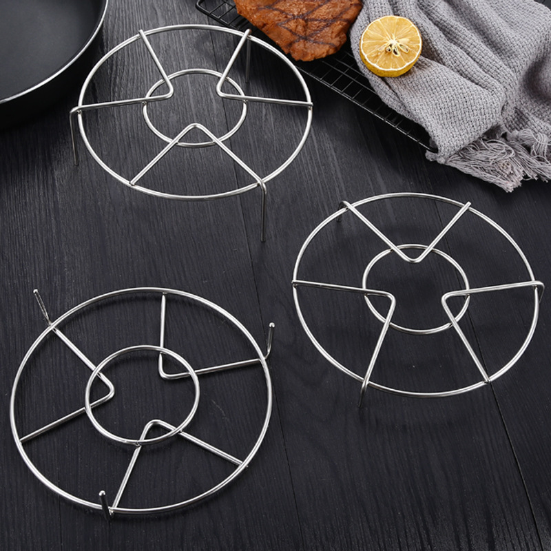 DF99831 Thickened non-magnetic steaming rack, stainless steel 4mm thickened steaming rack, non-magnetic triangular foot steaming rack, multi-functional water steam pot pad, frying rice cooker, DF Trading House Specification image