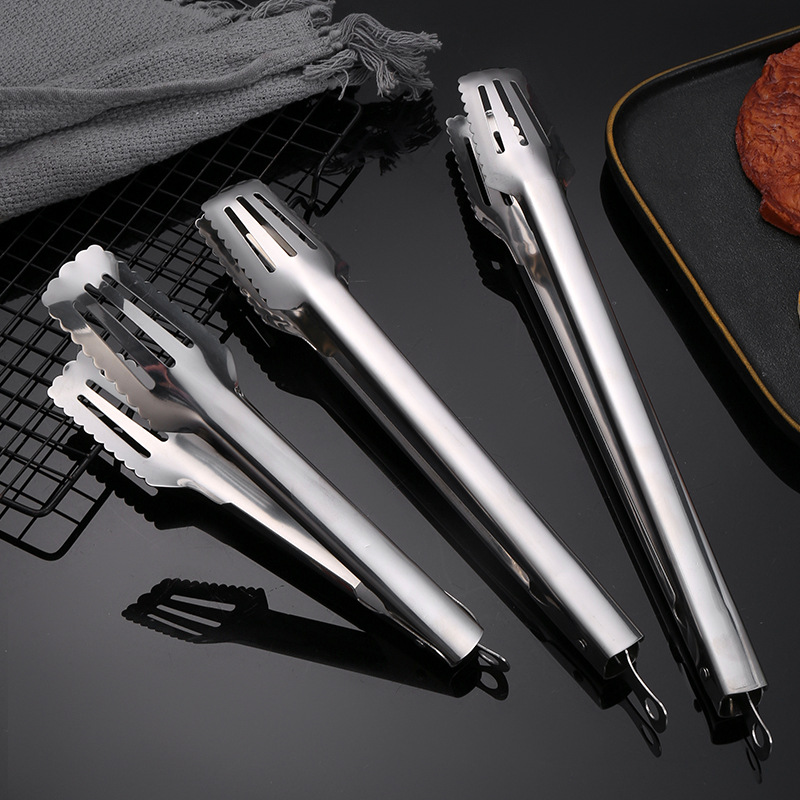 DF99831 Stainless steel Food tongs, non-magnetic stainless steel food tongs, 888 thickened anti-slip all-steel barbecue and meat tongs, buffet food tongs, DF Trading House Specification image