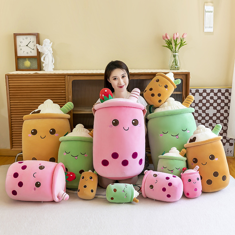 Artificial fruit milk tea cup throw pillow plush toy large pearl milk tea doll doll gift cross-border foreign trade details Picture