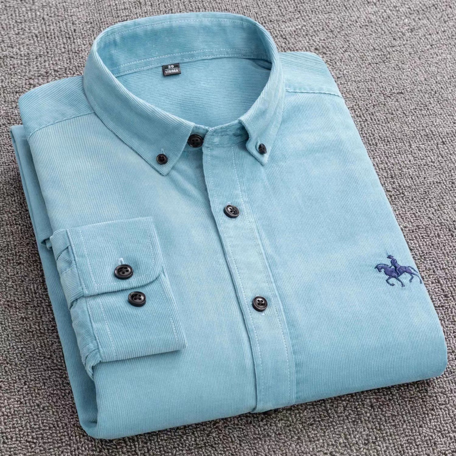 Spring and autumn cotton corduroy shirt men's long sleeve casual cotton striped shirt foreign trade cross-border men's wholesale Specification drawing