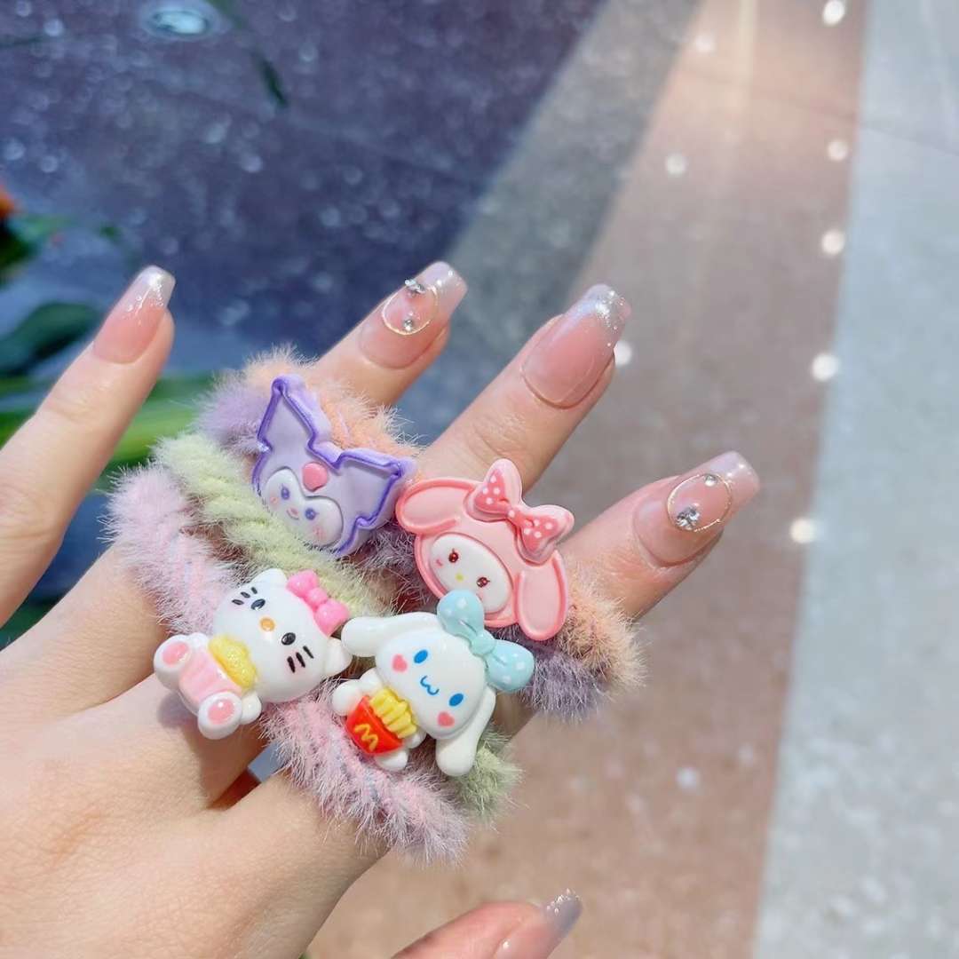 Korean version of popular and fashionable winter cartoon fur hair band hair tie details Picture