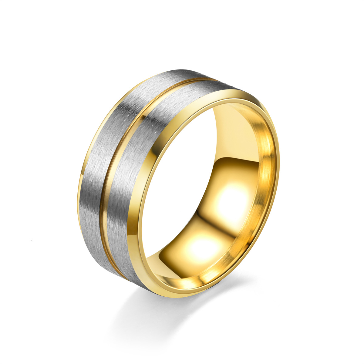 Exhibition partner 8mm Europe and the United States simple stainless steel ring fashion silver black rose gold titanium steel men's wedding ring manufacturers approved Specification drawing