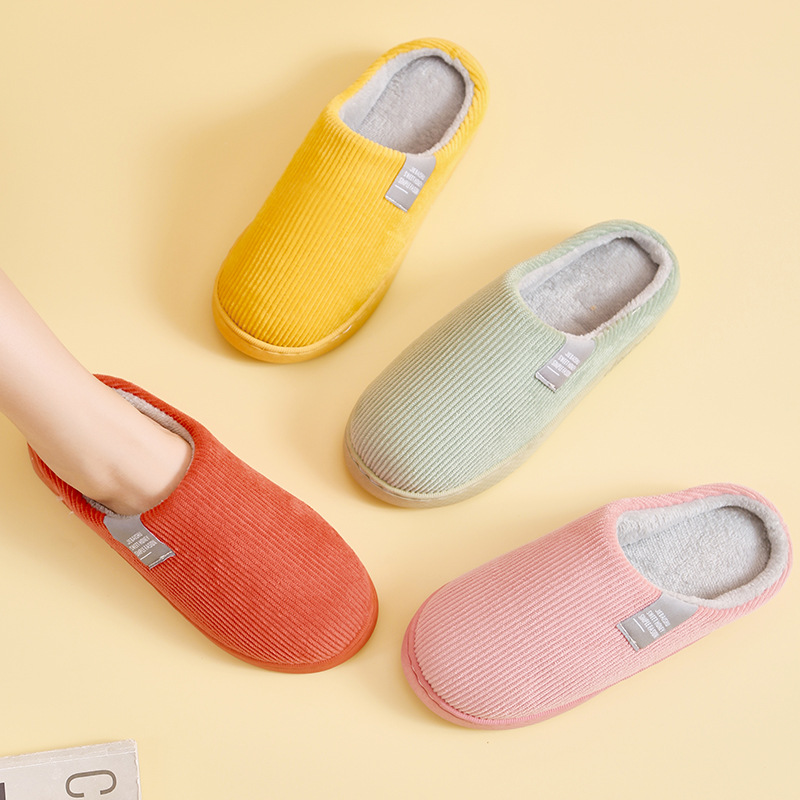 Cotton slippers female autumn winter indoor Baotou thick sole home with cashmere moonlight couple slippers details Picture