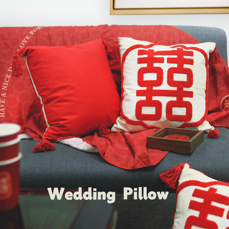 【新年礼物】中国风客厅沙发结婚新婚礼物靠垫婚庆喜字红色靠枕详情图4