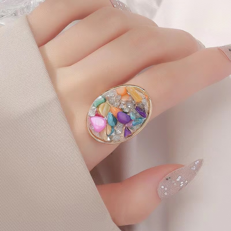 A cross-border bestseller in Europe and America, Amazon's Shein set with colorful raw stones, shining ladies' metal ring details Picture
