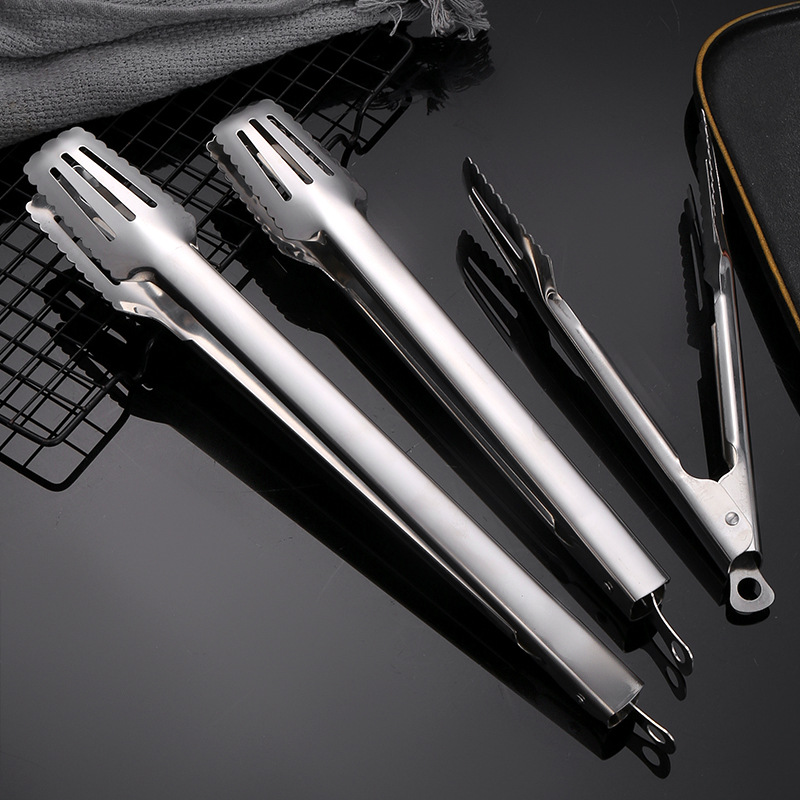 DF99831 Stainless steel Food tongs, non-magnetic stainless steel food tongs, 888 thickened anti-slip all-steel barbecue and meat tongs, buffet food tongs, DF Trading House details Picture