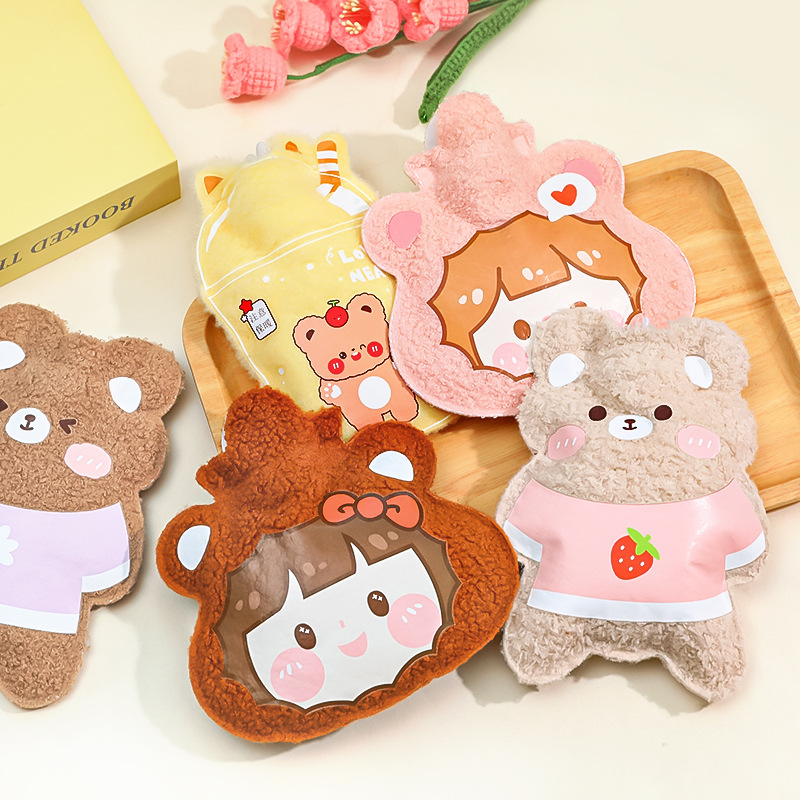 Instagram cute plush water injection warm bag Children's cartoon hand warmer mini hot water bag shaped warm baby details Picture