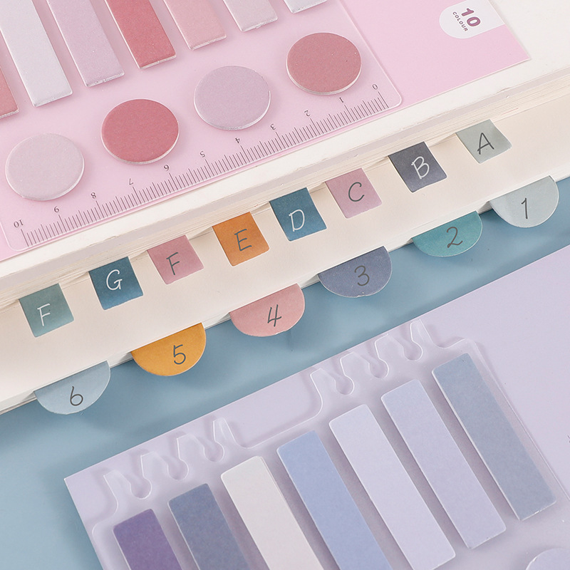 Pie Pie binders Sticky Notes Morandi Salt Gradient Index Label Solid Color Base label sticker Application Scenario