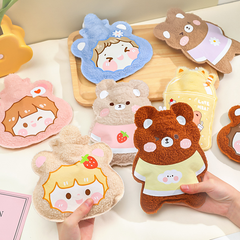 Instagram cute plush water injection warm bag Children's cartoon hand warmer mini hot water bag shaped warm baby full figure