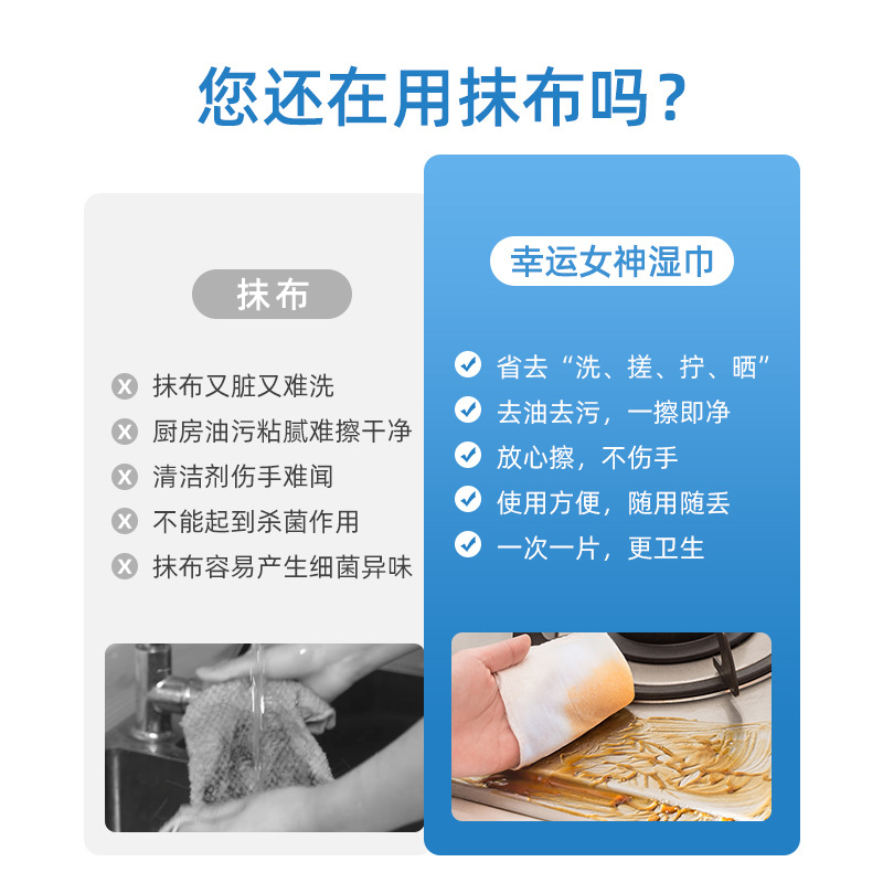 现货批发厨房湿巾80抽一次性清洁油烟机灶台锅底去油污湿纸巾工厂详情图2