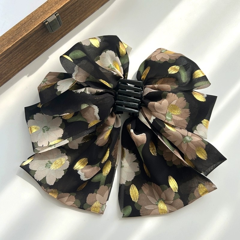 2023新款碎花飘带流苏头发抓夹发夹子头饰发卡子女爪夹爪子鲨鱼夹详情图4