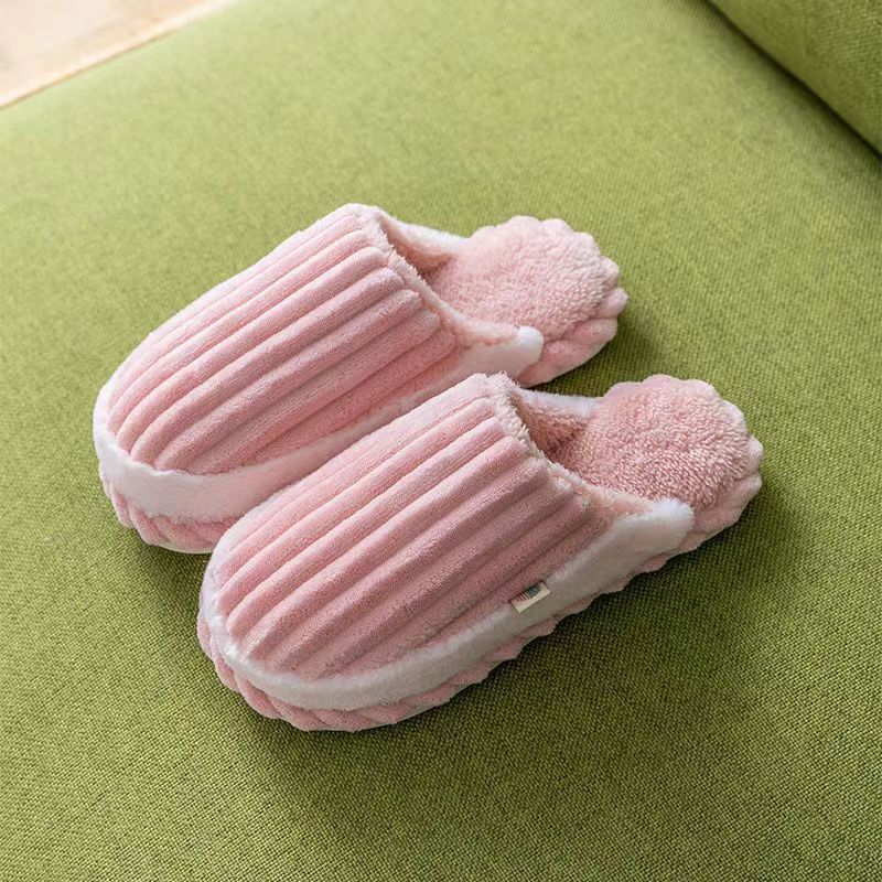 Autumn and winter new cotton slippers non-slip home indoor wooden floor soft bottom silent couples warm cotton slippers home details Picture