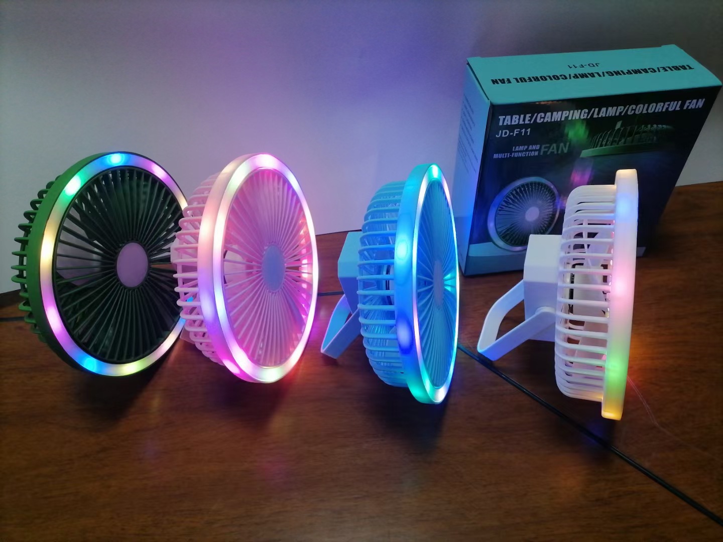 Desktop fill light stand fan, color light night light fan, camping colorful table lamp fan, mini USB pic 6
