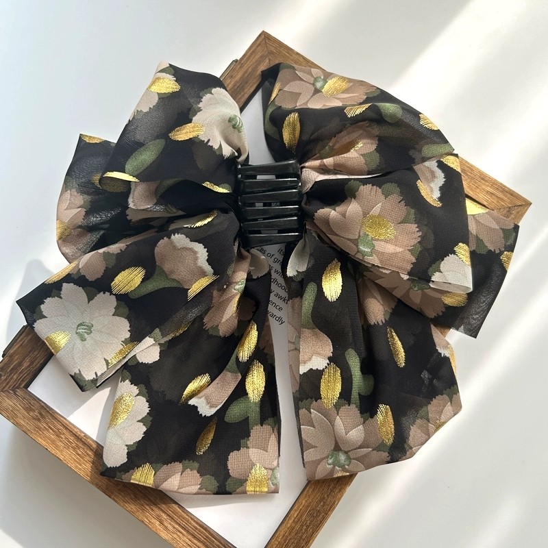 2023新款碎花飘带流苏头发抓夹发夹子头饰发卡子女爪夹爪子鲨鱼夹详情图1