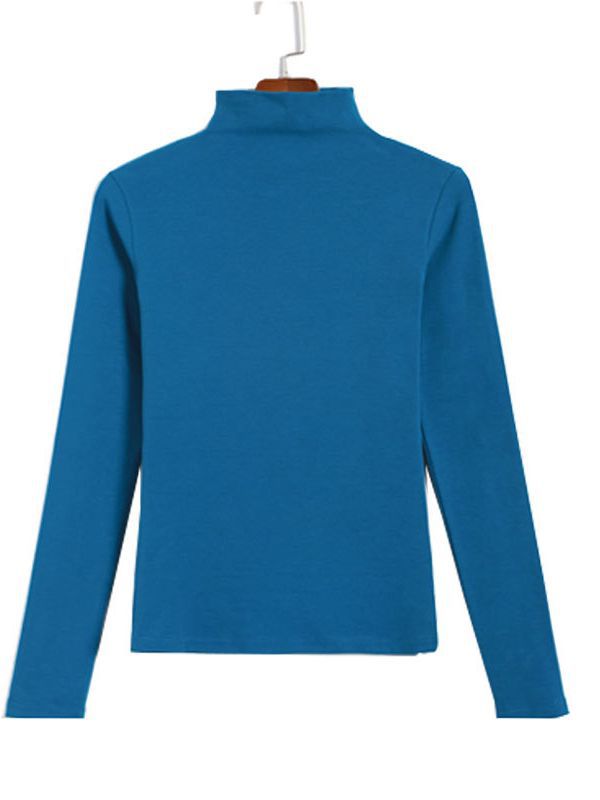 Stretch cotton base shirt women's half high neck long sleeve T-shirt in the collar foreign atmosphere with autumn clothing autumn winter 2022 autumn new Item Picture