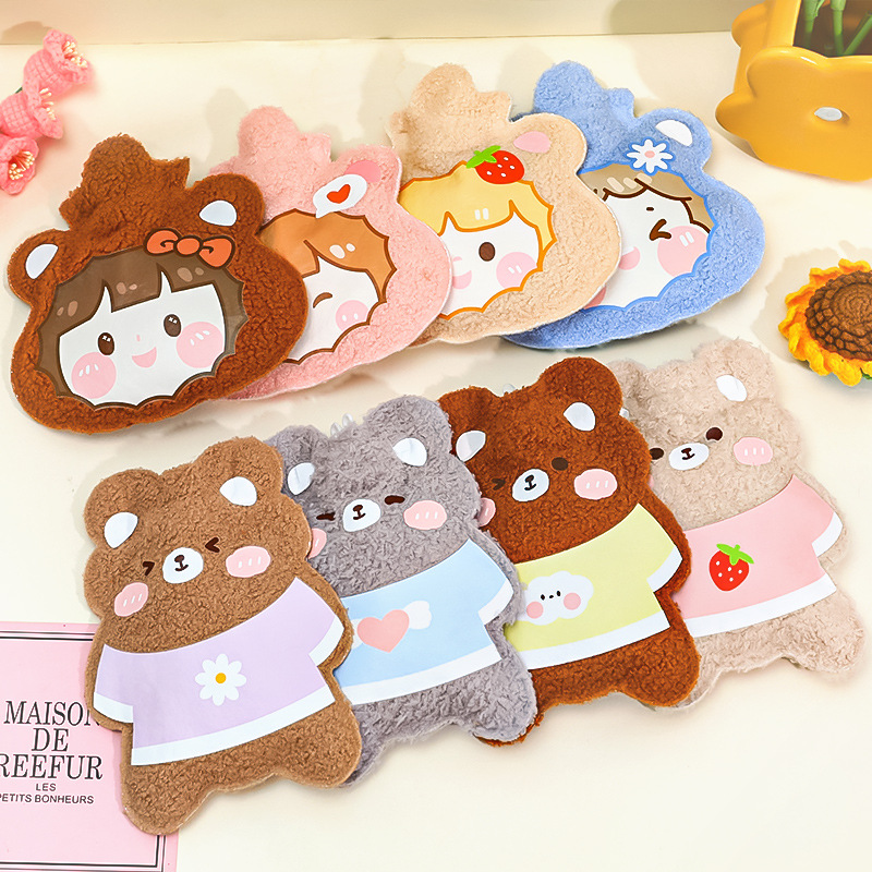 Instagram cute plush water injection warm bag Children's cartoon hand warmer mini hot water bag shaped warm baby Specification drawing