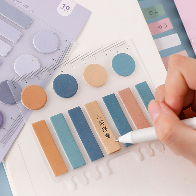 Pie Pie binders Sticky Notes Morandi Salt Gradient Index Label Solid Color Base label sticker Specification drawing
