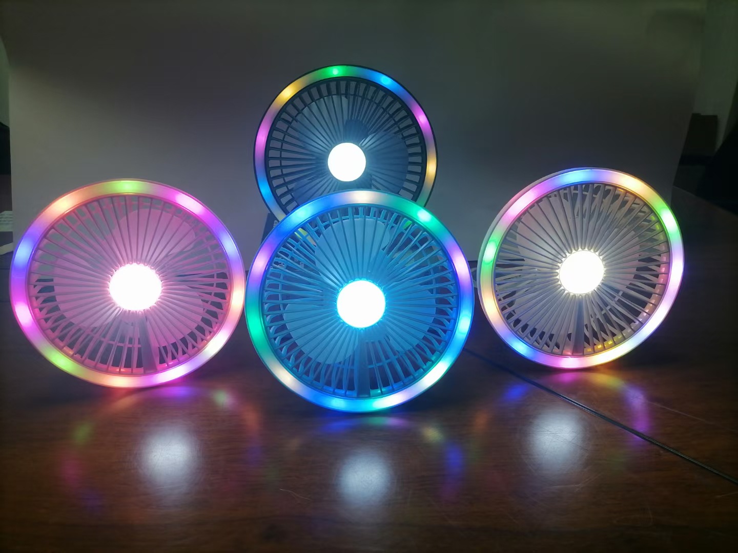 Desktop fill light stand fan, color light night light fan, camping colorful table lamp fan, mini USB Specification image