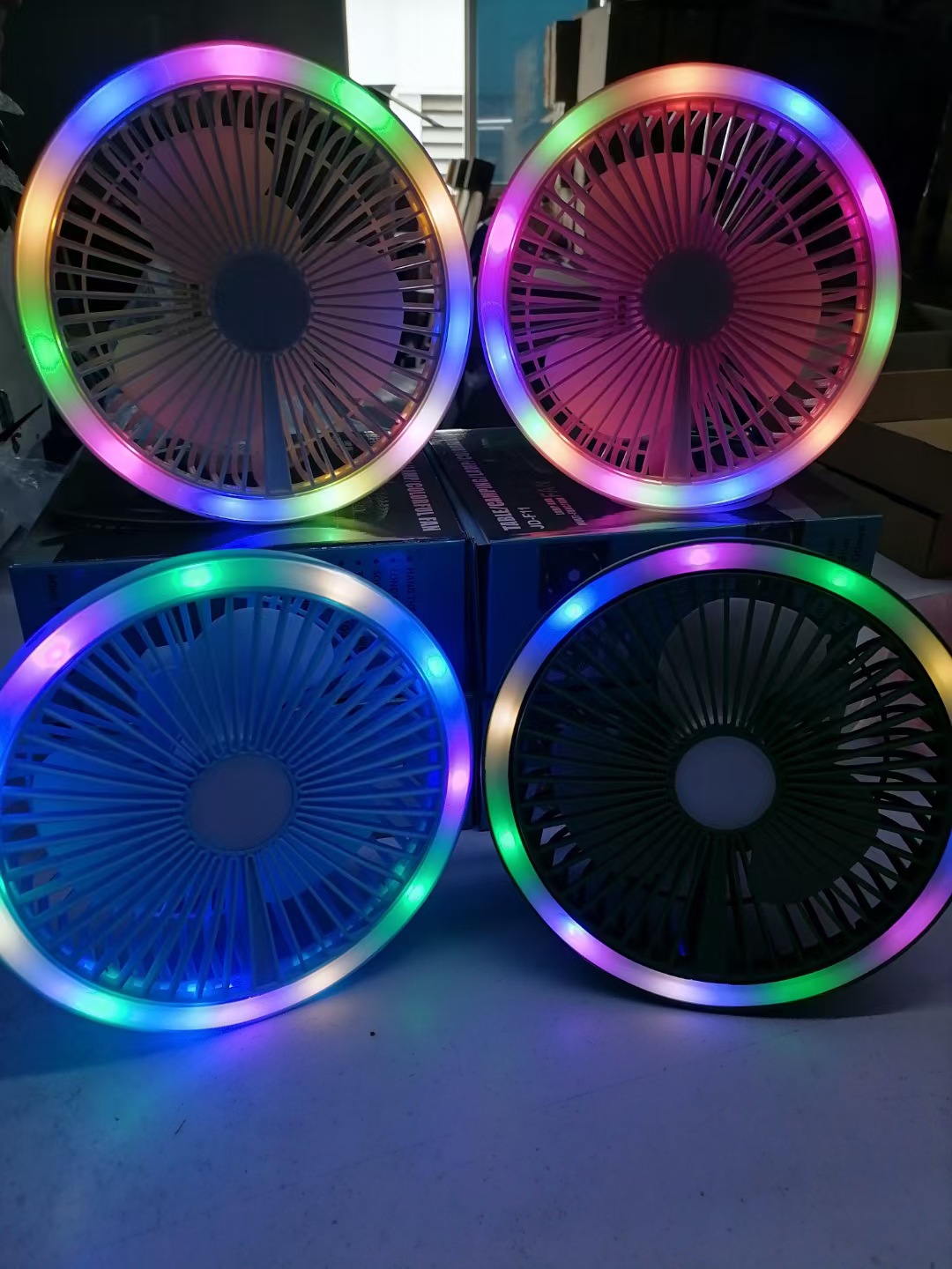 Desktop fill light stand fan, color light night light fan, camping colorful table lamp fan, mini USB pic 2