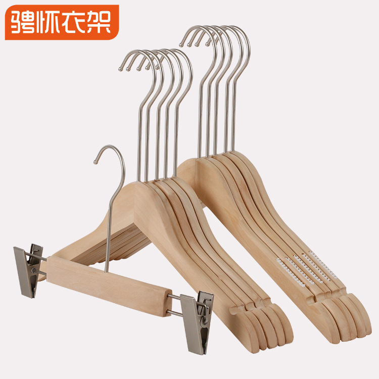 Women's clothing store solid wood hangers log no paint anti-slip wooden clothes pants hanging women's clothes hanging wholesale Application Scenario
