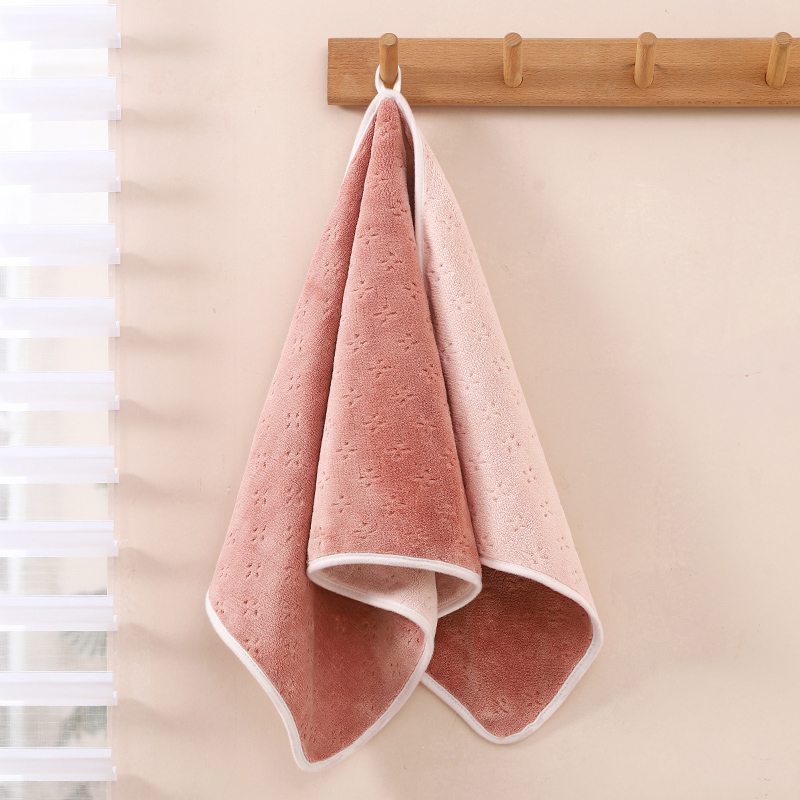 Coral fleece dry hair towel Warm fleece two-color towel New color series 35*75 large towel instantly absorbs water without shedding, soft detail image 7