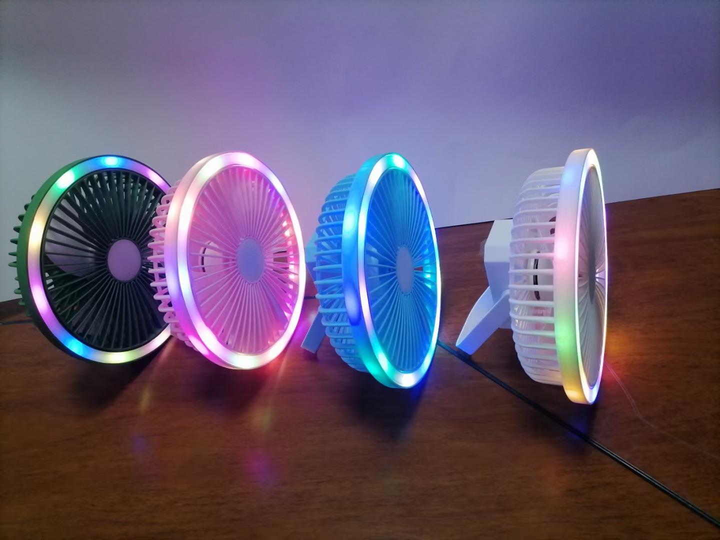 Desktop fill light stand fan, color light night light fan, camping colorful table lamp fan, mini USB pic 7