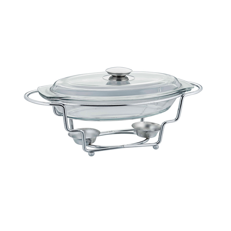 椭圆自助餐炉/大容量玻璃自助餐炉/4.0L食物加热容器/餐厅小火锅/酒精炉/DF Traing House产品图