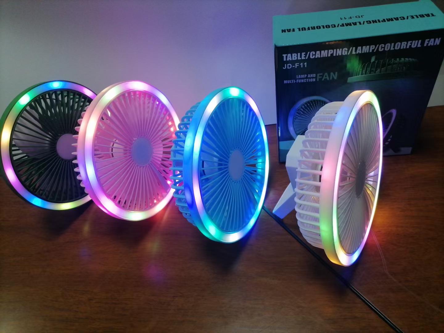 Desktop fill light stand fan, color light night light fan, camping colorful table lamp fan, mini USB pic 5
