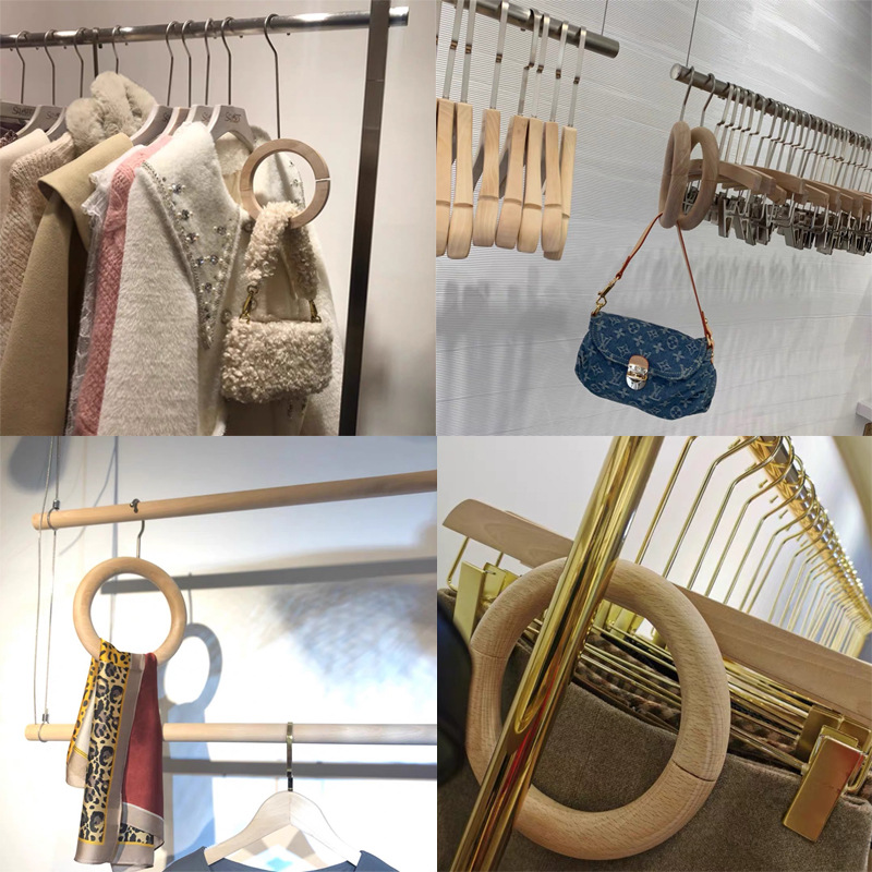 Women's clothing store solid wood hangers log no paint anti-slip wooden clothes pants hanging women's clothes hanging wholesale Item Picture